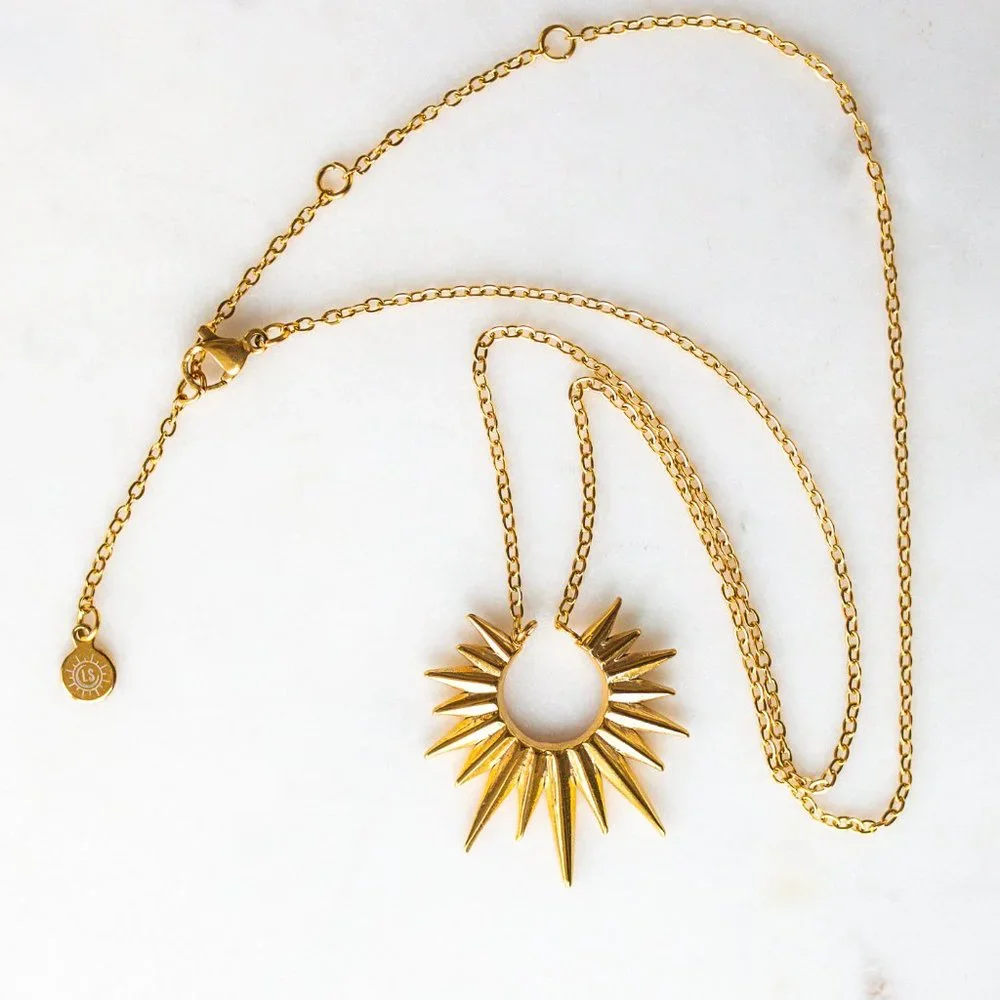 Unique Gold Necklace Waterproof Sunburst Necklace Sun Celestial Necklace - Picture 12 of 14